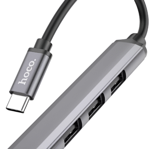Hoco HB26 USB to 4USB Adapter – Metal Gray