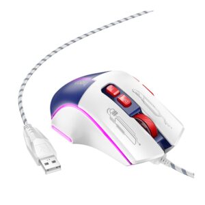 HOCO GM31 Overlord Luminous Wired Gaming Mouse – Blue White
