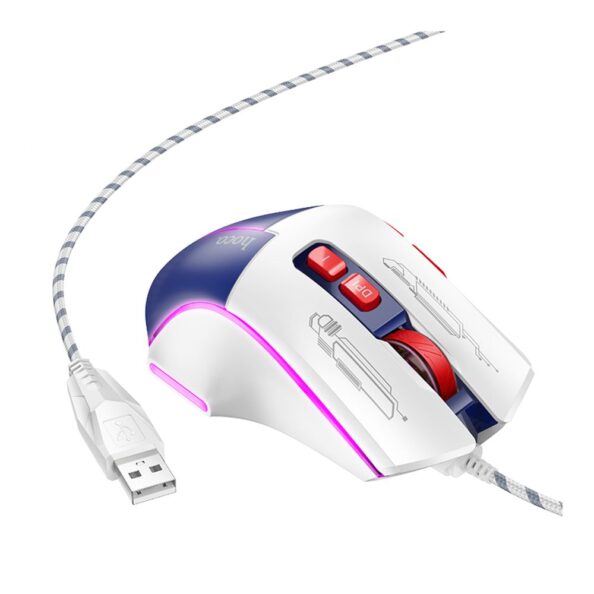 HOCO GM31 Overlord Luminous Wired Gaming Mouse – Blue White