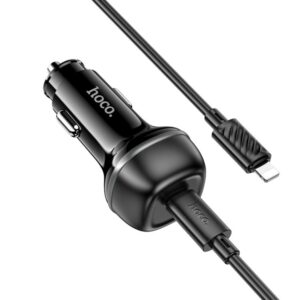 Hoco Z58 Rank Car Charger – 30W PD with Type-C to Lightning Cable (1m) – Black