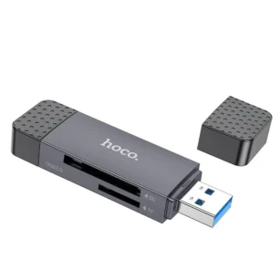 Hoco 2-in-1 Card Reader HB45 – 2TB / 480Mbps – USB2.0 – Metal Gray