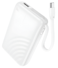 HOCO J134 Strong Power Bank 5000mAh with Built-in USB-C Cable – White