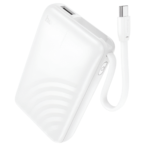 HOCO J134 Strong Power Bank 5000mAh with Built-in USB-C Cable – White