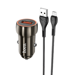 Hoco Z46 Blue Shield Car Charger – 18W QC3.0 – Metallic Gray