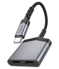 Hoco LS40 Type-C to Dual Type-C Audio Adapter – Metal Gray