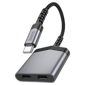 Hoco LS40 Type-C to Dual Type-C Audio Adapter – Metal Gray