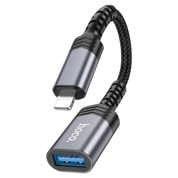 Hoco Adaptor UA24 Lightning Male To USB female Metal Gray