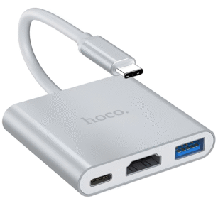 Hoco HB14 Easy Use Adapter – Type-C to USB 3.0 + HDMI + PD (Silver)
